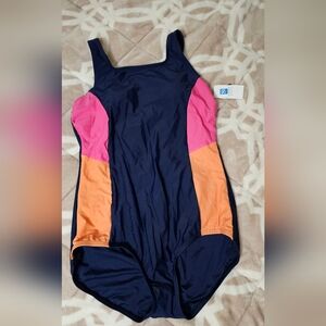 Lands' End Large 14-16 Navy Swimsuit Bathing suit One piece bathing suit
